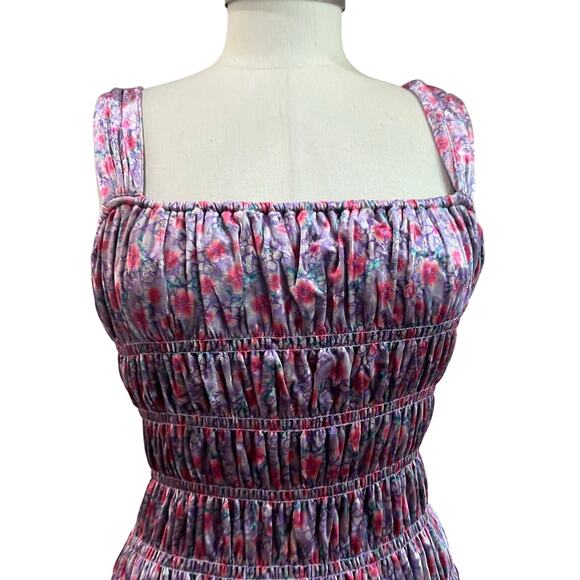 English Factory Smocked Floral Velvet Mini Dress Size Small - Picture 5 of 9
